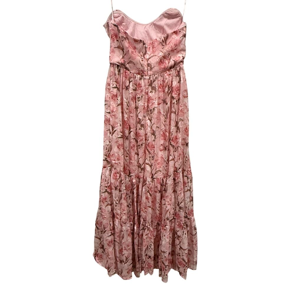 NWOT Lulus Special Moment Pink Floral Strapless Bustier Maxi Dress Size Medium - Picture 2 of 8